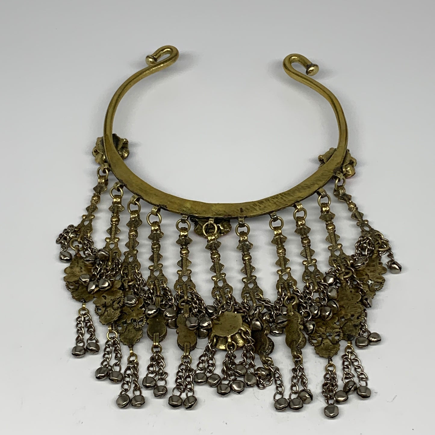 360g, 11"x5.75"Kuchi Turkmen Choker Necklace Multi-Color Tribal Gypsy Beho,B1413