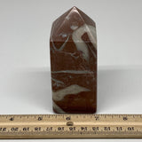366g, 3.9" x 1.6" Natural Red Shell Fossils Tower Obelisk Wand @Morocco, F901