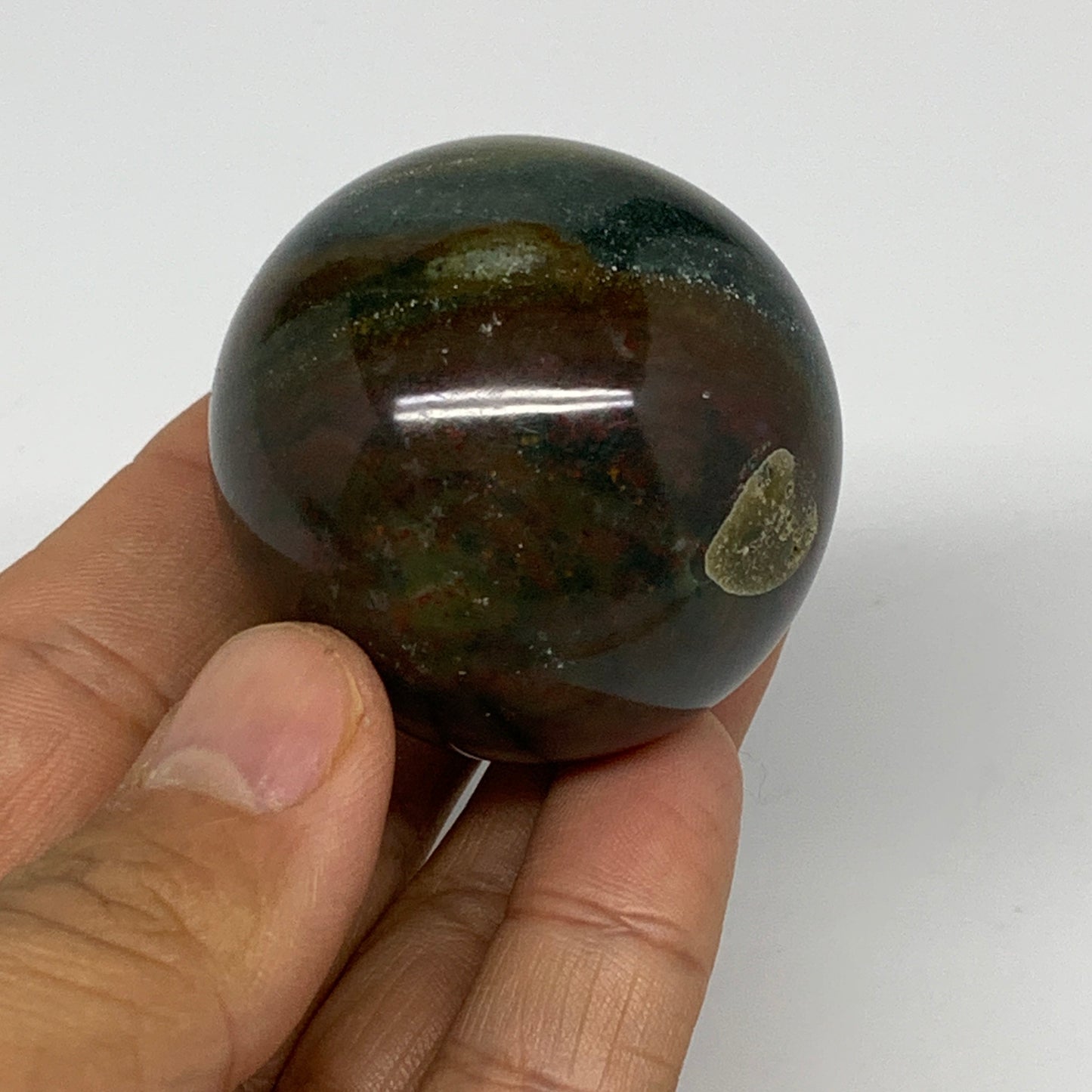 108.9g, 1.7" (43mm), Ocean Jasper Sphere Geode Crystal Reiki @Madagascar, B25361