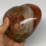 905g, 4.4"x4.7"x2.2" Polychrome Jasper Heart Polished Healing Crystal, B17433