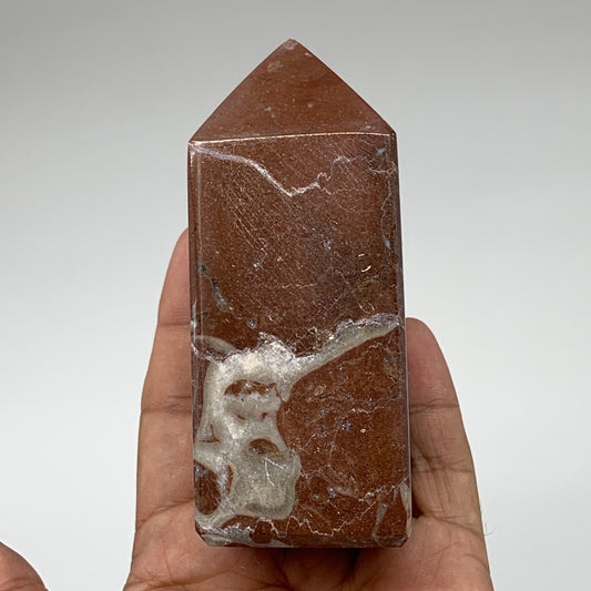 392.7g, 3.9" x 1.6" Natural Red Shell Fossils Tower Obelisk Wand @Morocco, F903