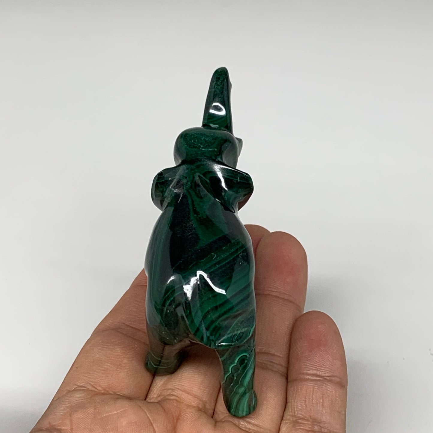 130.9g, 3.8"x1"x1.7" Repaired Solid Malachite Elephant Figurine @Congo, B7274