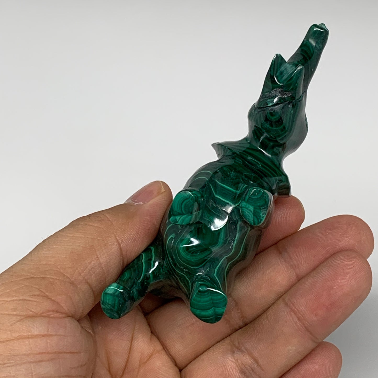 130.9g, 3.8"x1"x1.7" Repaired Solid Malachite Elephant Figurine @Congo, B7274