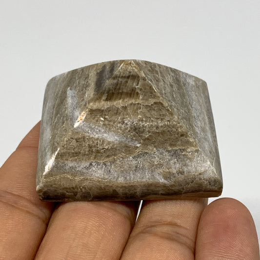 52.3g, 1.1"x1.7"x1.5" Chocolate/Gray Onyx Pyramid Gemstone @Morocco, B18963
