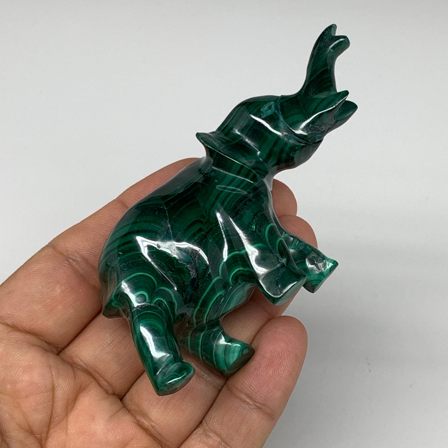 130.9g, 3.8"x1"x1.7" Repaired Solid Malachite Elephant Figurine @Congo, B7274