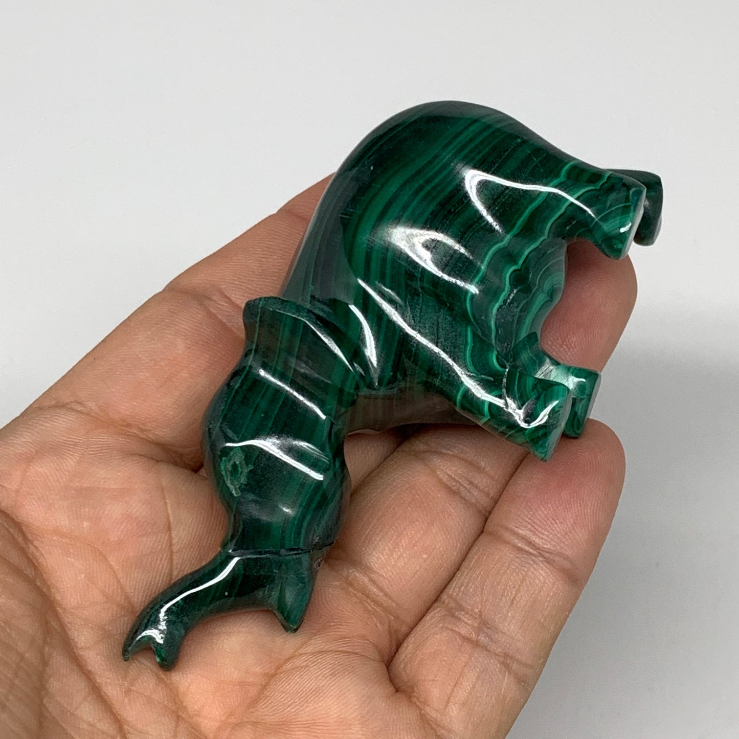 130.9g, 3.8"x1"x1.7" Repaired Solid Malachite Elephant Figurine @Congo, B7274