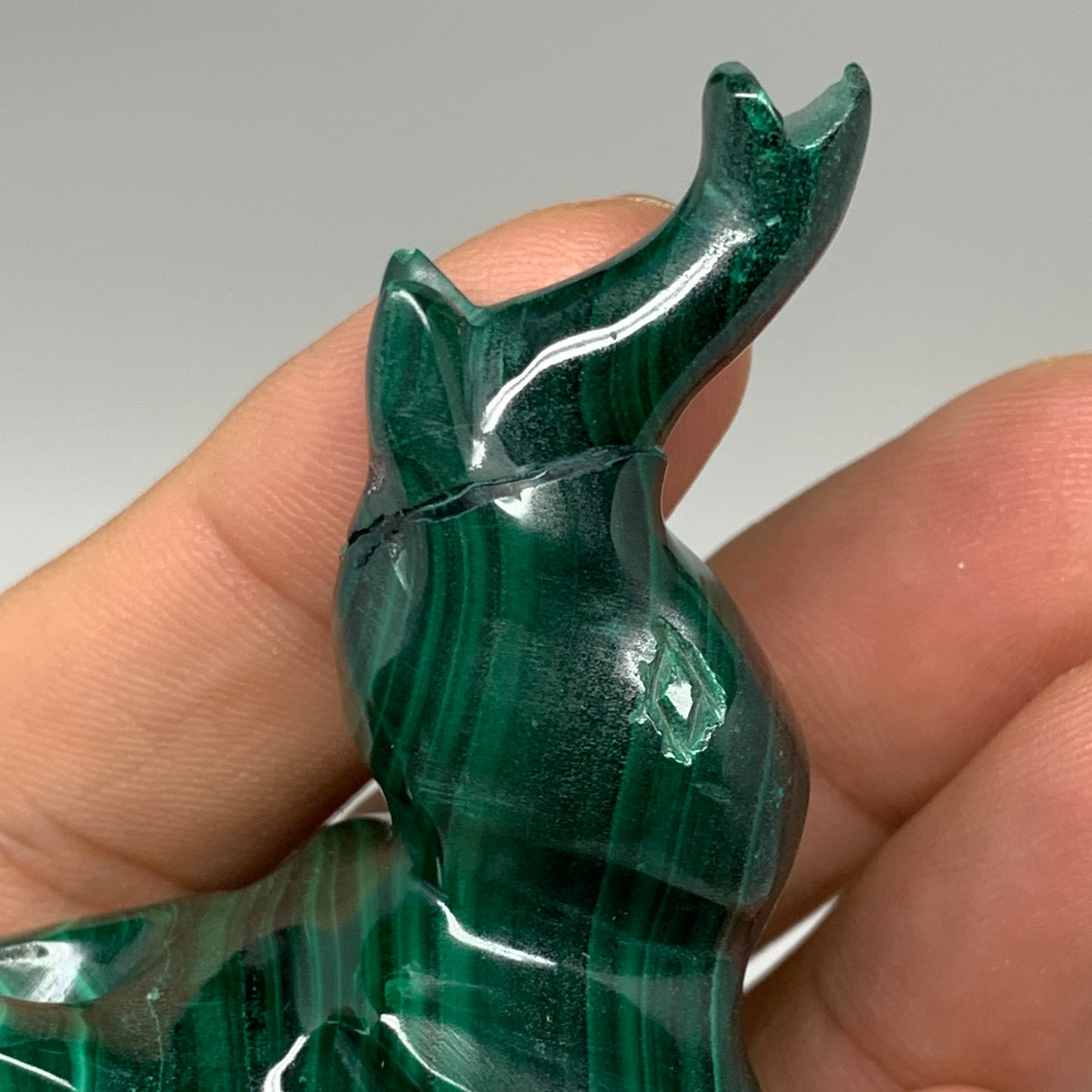 130.9g, 3.8"x1"x1.7" Repaired Solid Malachite Elephant Figurine @Congo, B7274