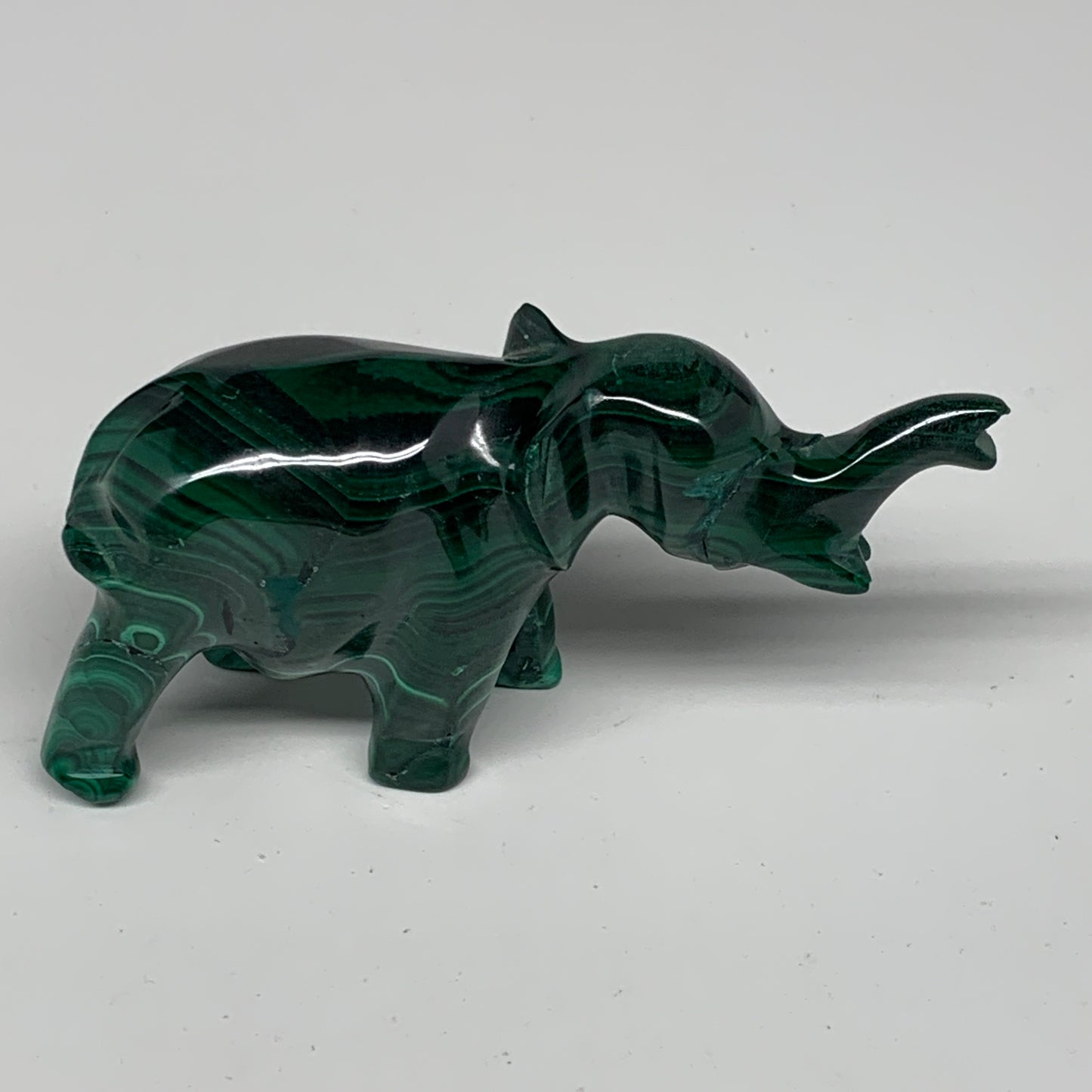 130.9g, 3.8"x1"x1.7" Repaired Solid Malachite Elephant Figurine @Congo, B7274