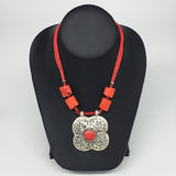 1pc, Turkmen Necklace Pendant Statement Tribal Coral Inlay Beaded,20-21", BN38