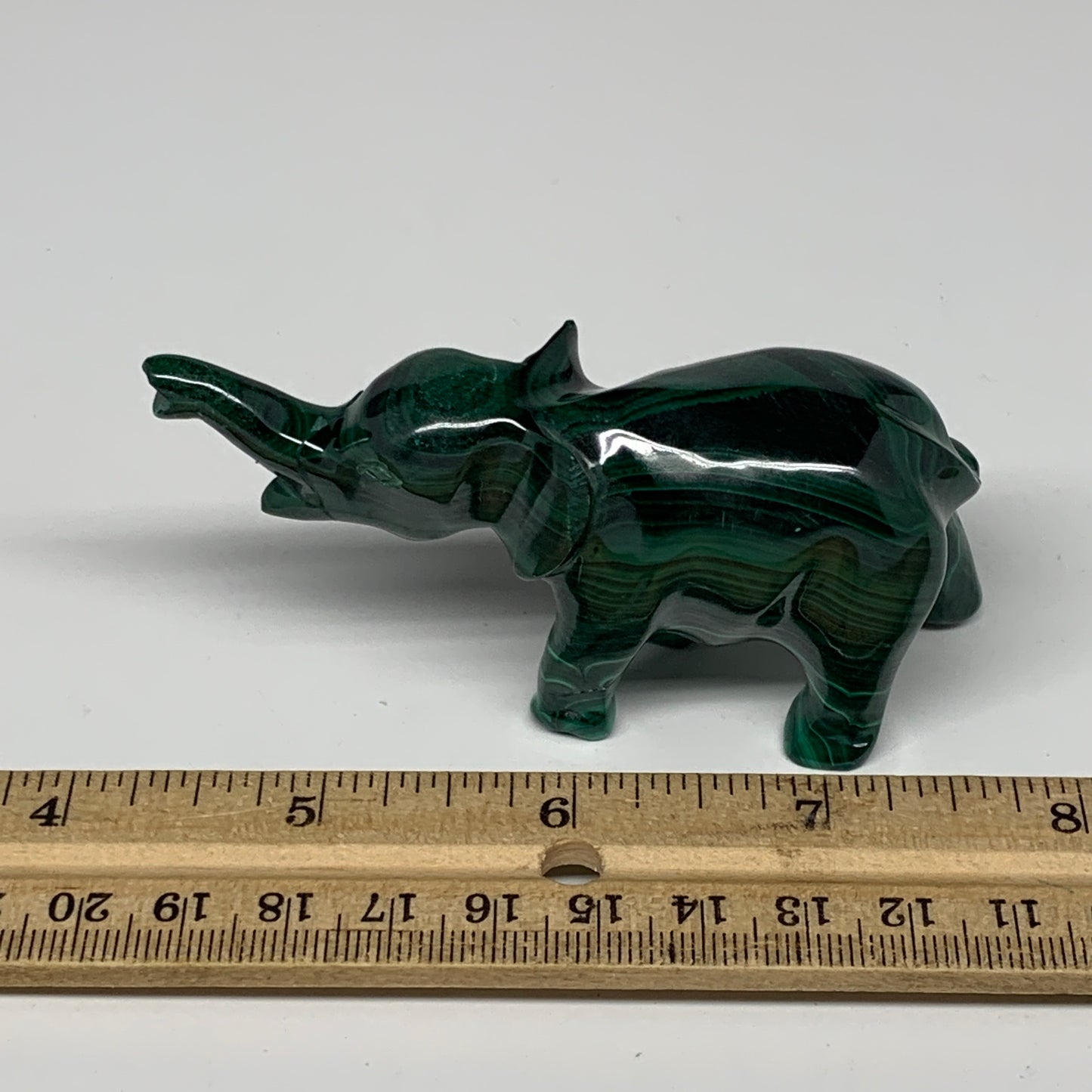 130.9g, 3.8"x1"x1.7" Repaired Solid Malachite Elephant Figurine @Congo, B7274