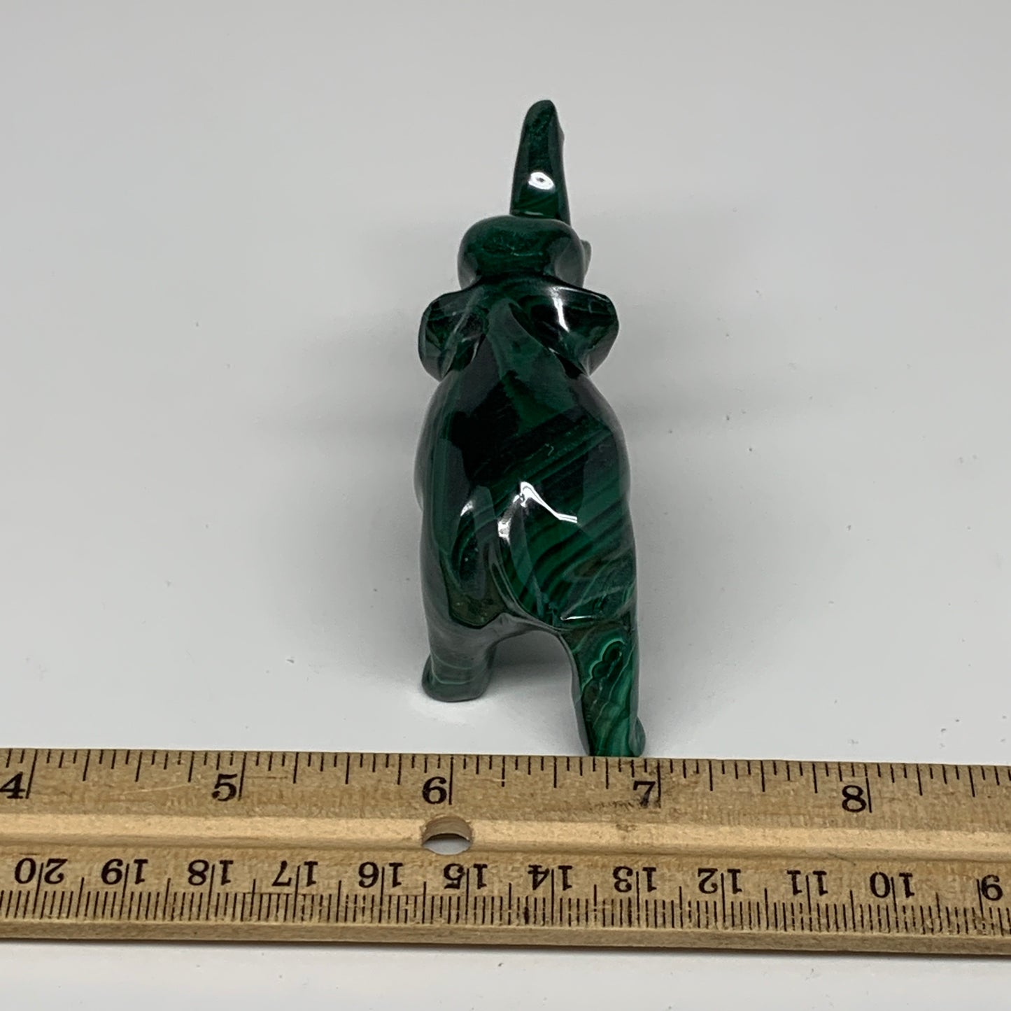 130.9g, 3.8"x1"x1.7" Repaired Solid Malachite Elephant Figurine @Congo, B7274