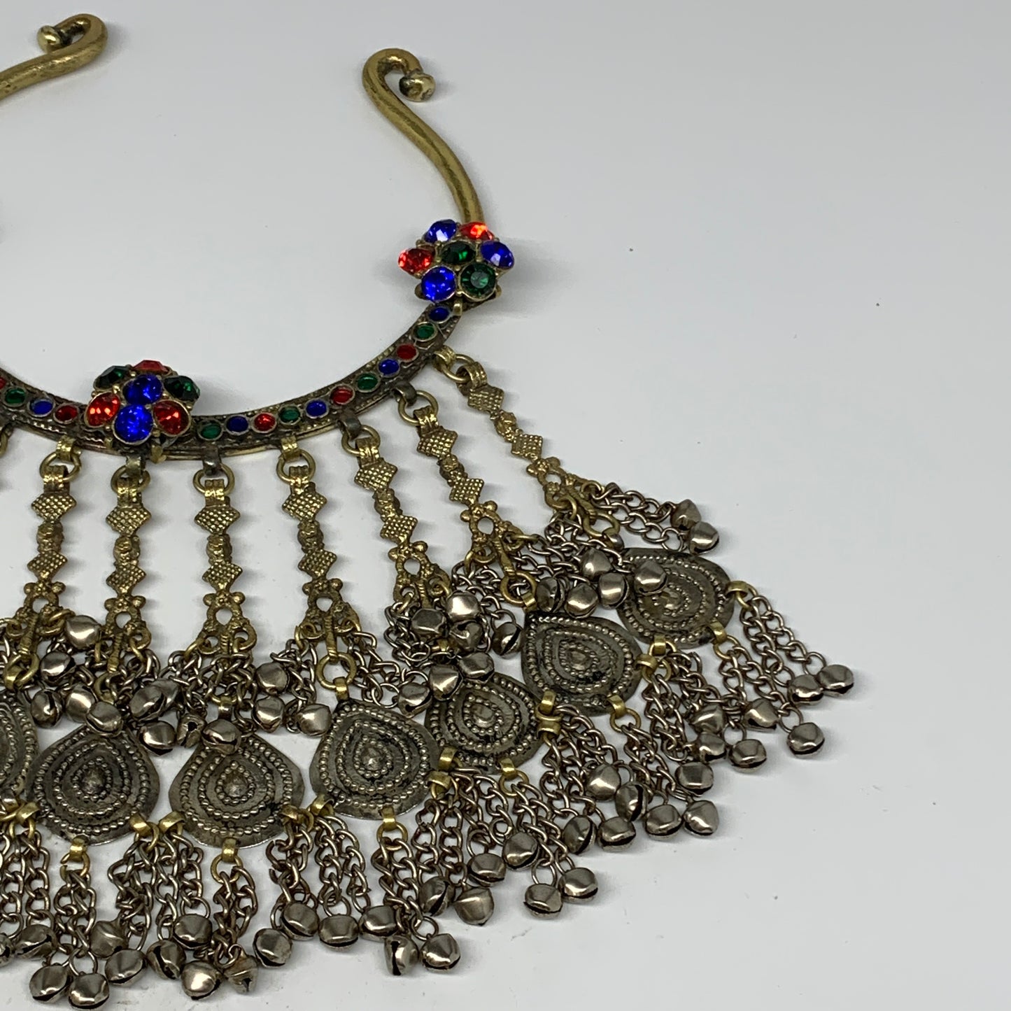 325g, 11"x5.25"Kuchi Turkmen Choker Necklace Multi-Color Tribal Gypsy Beho,B1413