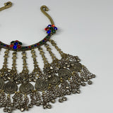 325g, 11"x5.25"Kuchi Turkmen Choker Necklace Multi-Color Tribal Gypsy Beho,B1413