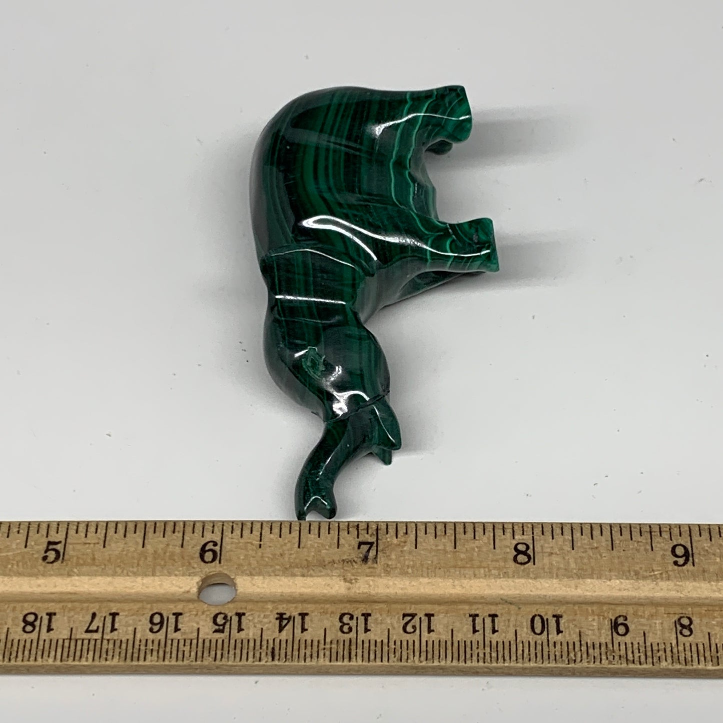 130.9g, 3.8"x1"x1.7" Repaired Solid Malachite Elephant Figurine @Congo, B7274