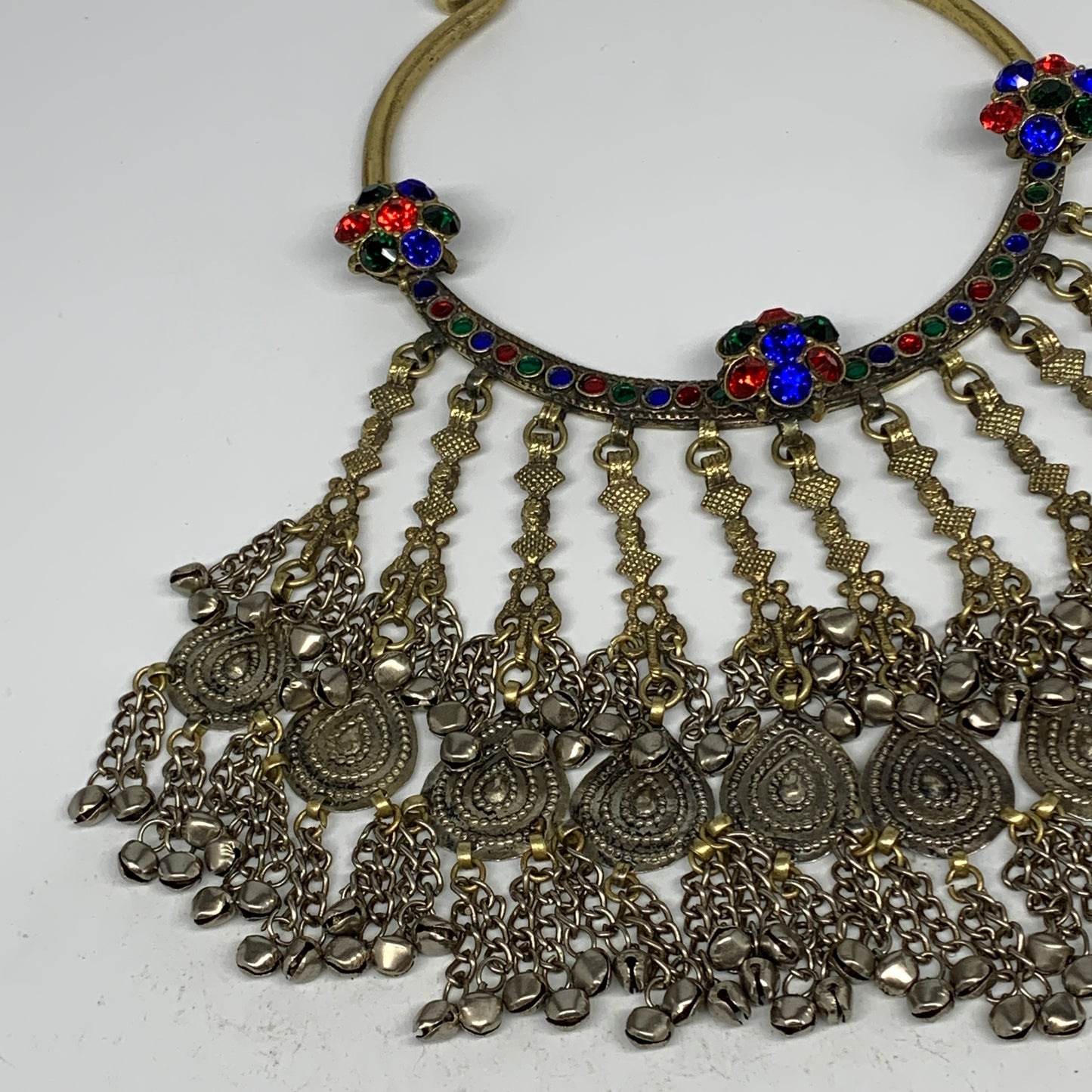 325g, 11"x5.25"Kuchi Turkmen Choker Necklace Multi-Color Tribal Gypsy Beho,B1413