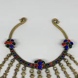325g, 11"x5.25"Kuchi Turkmen Choker Necklace Multi-Color Tribal Gypsy Beho,B1413