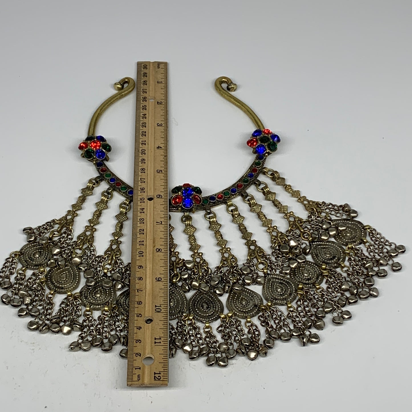 325g, 11"x5.25"Kuchi Turkmen Choker Necklace Multi-Color Tribal Gypsy Beho,B1413