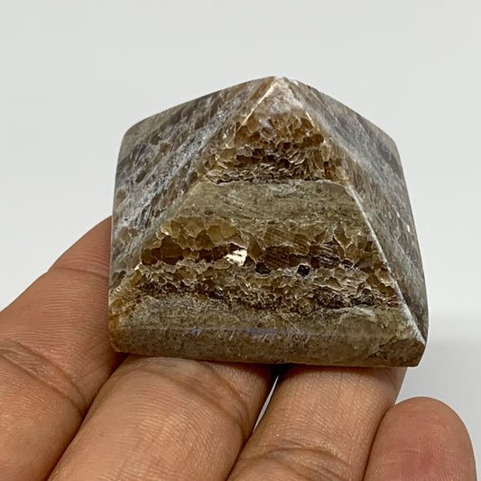 54.1g, 1.2"x1.6"x1.6" Chocolate/Gray Onyx Pyramid Gemstone @Morocco, B18965