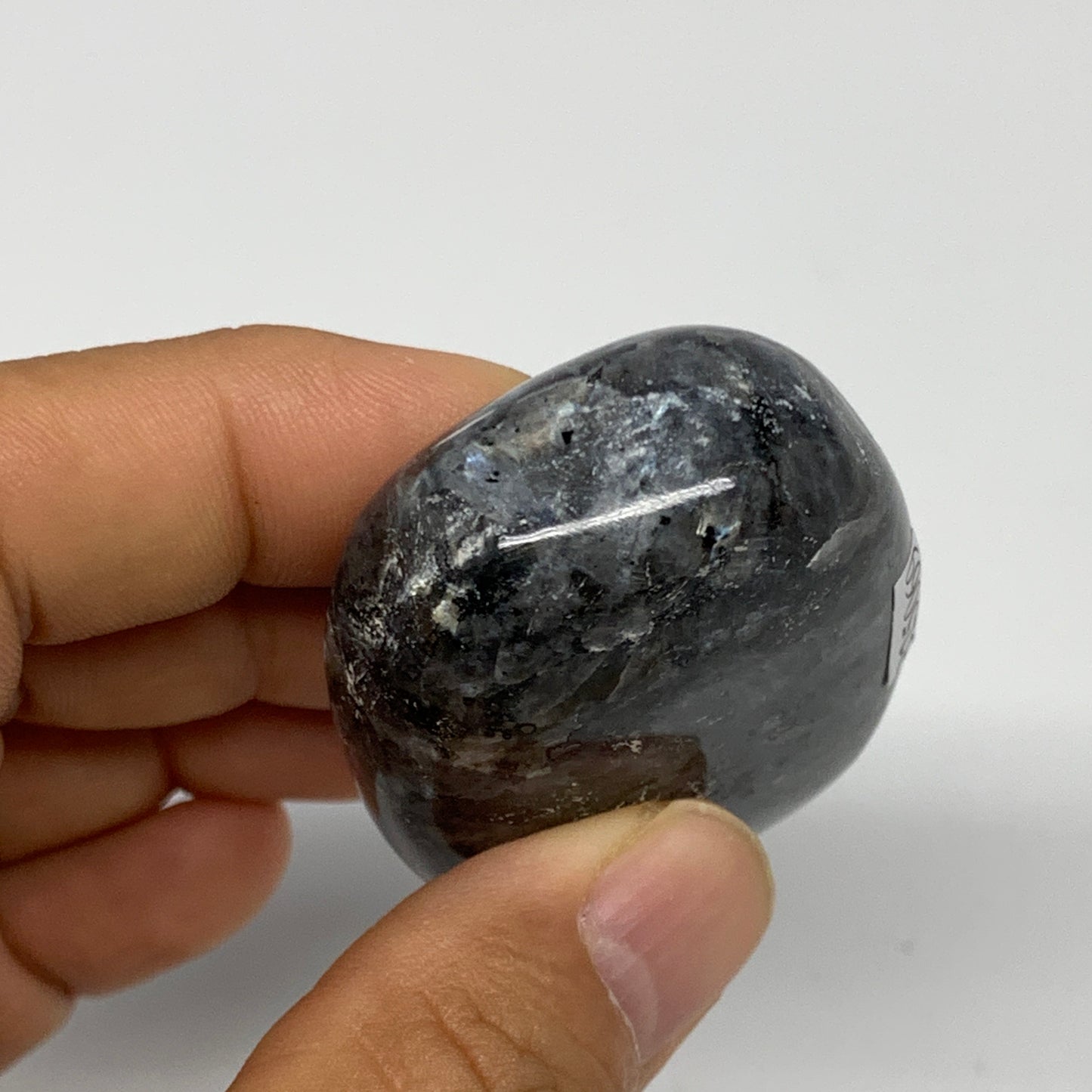 78.6g,2"x1.5"x0.8", Labradorite Palm-stone Tumbled Reiki @Madagascar,B25069