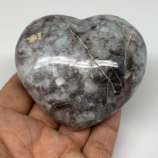 224.5g, 2.5"x2.9"x1.3" Rubellite Heart Polished Healing Crystal Gemstone, B3698