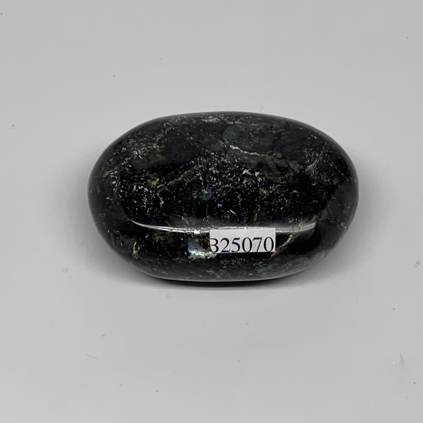 78.1g,2.2"x1.5"x0.8", Labradorite Palm-stone Tumbled Reiki @Madagascar,B25070