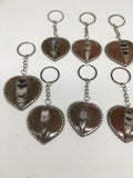 1pc,4.5", 24-30g,Brown Orthoceras Fossil Heart Polished Keychain @Morocco,FP06
