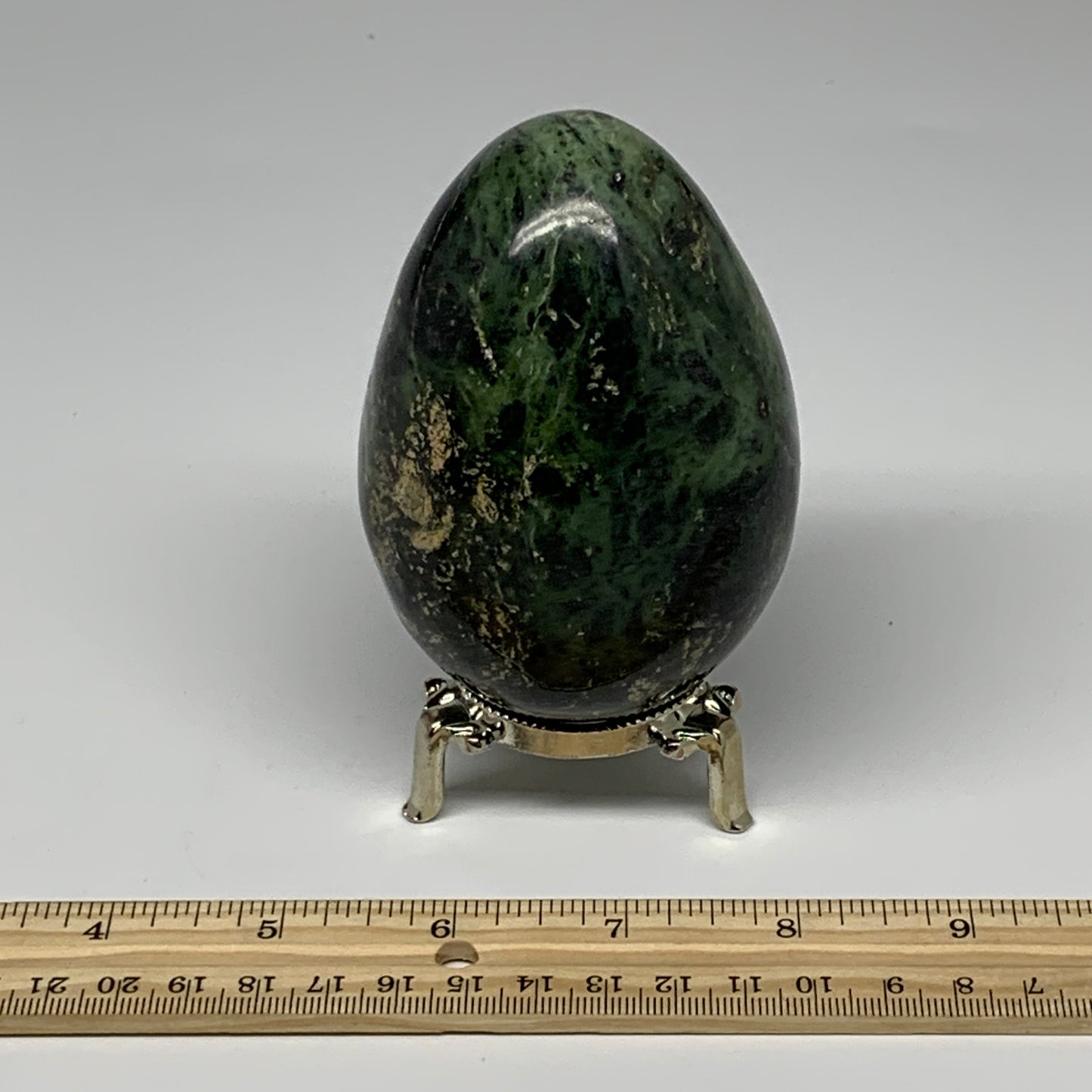 573g, 3.8"x2.7" Natural Green Nephrite Jade Egg Gemstone, @Pakistan, B25366
