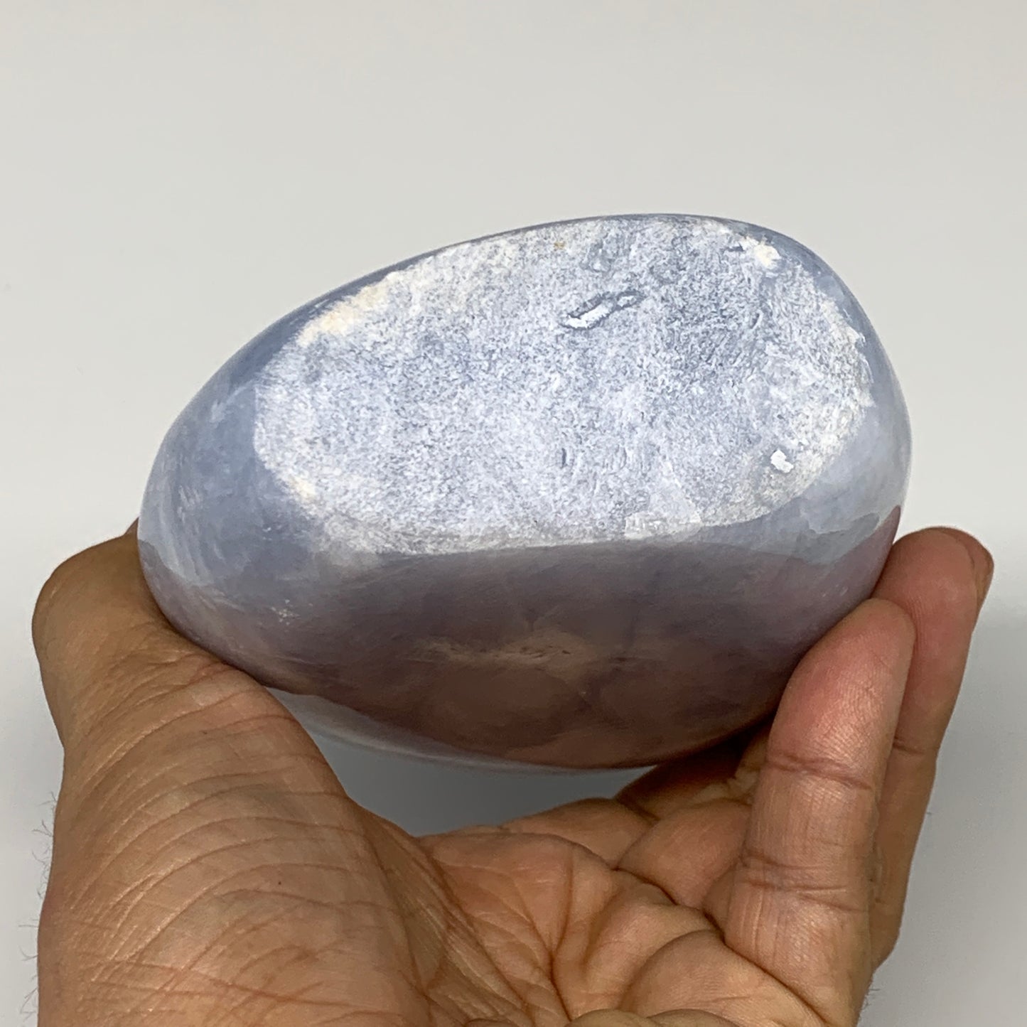 806g,4.6"x3.6"x1.7" Blue Calcite Polished Freeform Stands @Madagascar,B6416