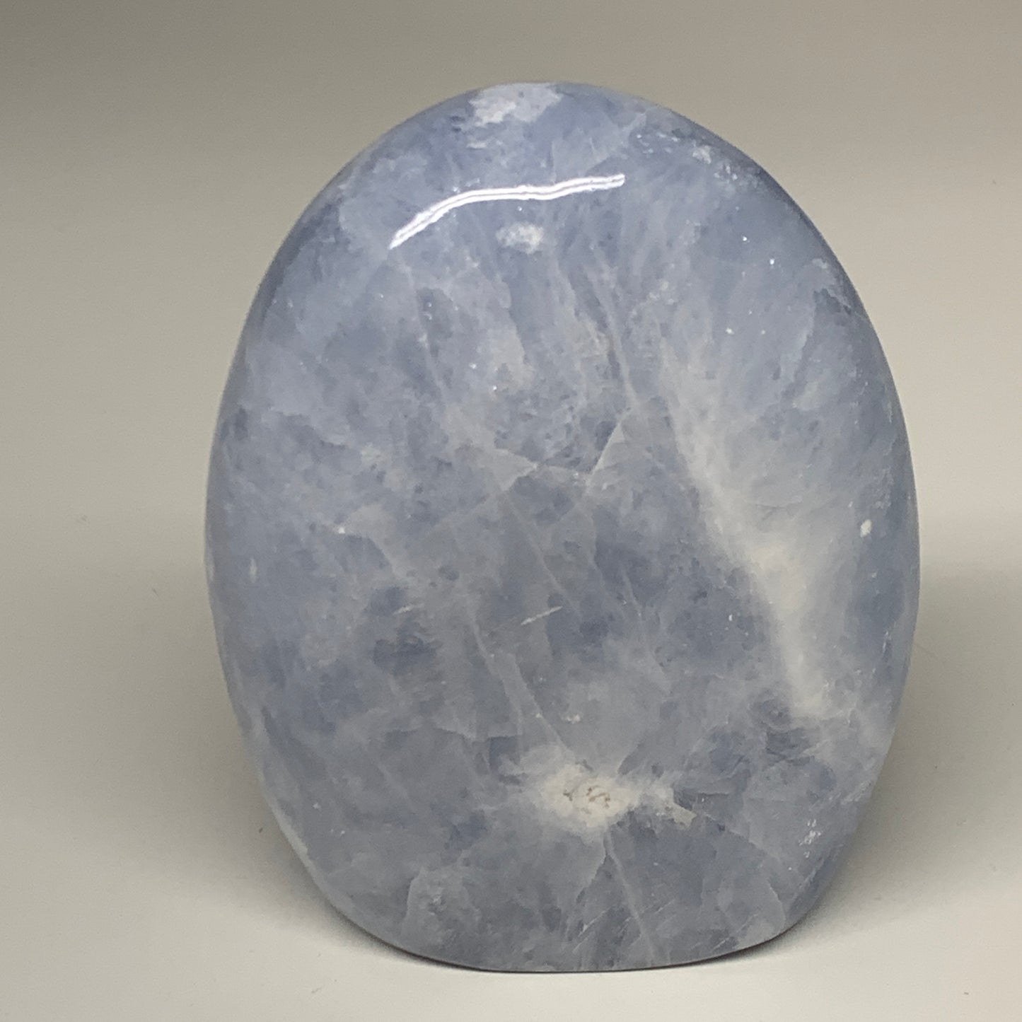 806g,4.6"x3.6"x1.7" Blue Calcite Polished Freeform Stands @Madagascar,B6416