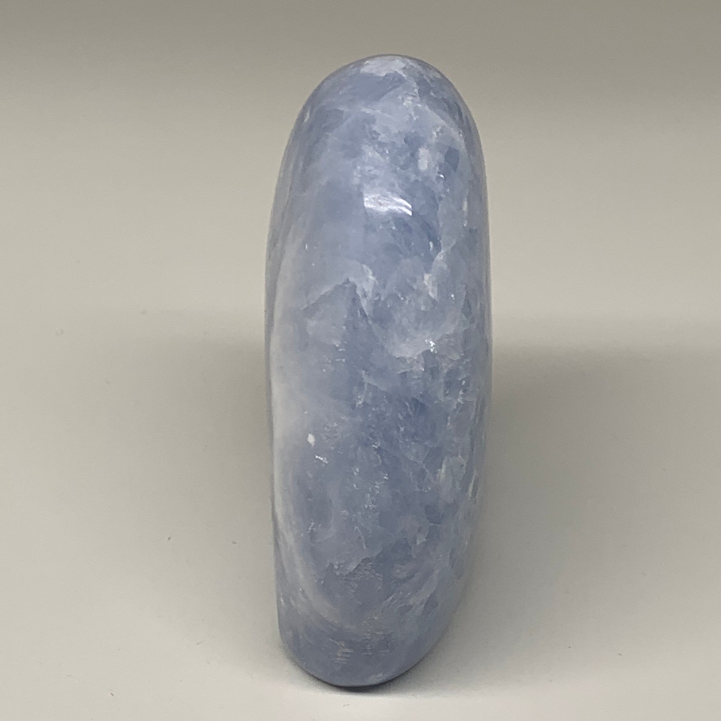 806g,4.6"x3.6"x1.7" Blue Calcite Polished Freeform Stands @Madagascar,B6416