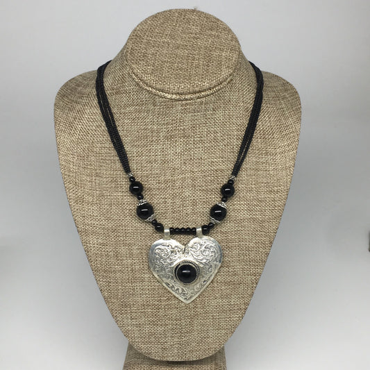 1pc,Turkmen Necklace Pendant Statement Tribal Black Carnelian Beaded,20-21",BN52