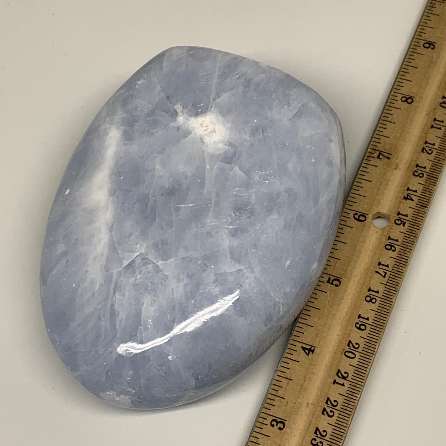 806g,4.6"x3.6"x1.7" Blue Calcite Polished Freeform Stands @Madagascar,B6416