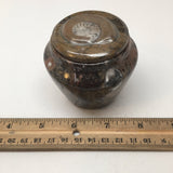 282g, 2.6"x2.7" Small Round Fossils Ammonite Brown Jewelry Box @Morocco,MF845 - watangem.com
