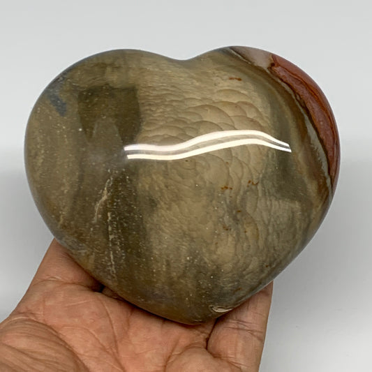 475g, 3.5"x3.8"x1.7" Polychrome Jasper Heart Polished Healing Crystal, B17442