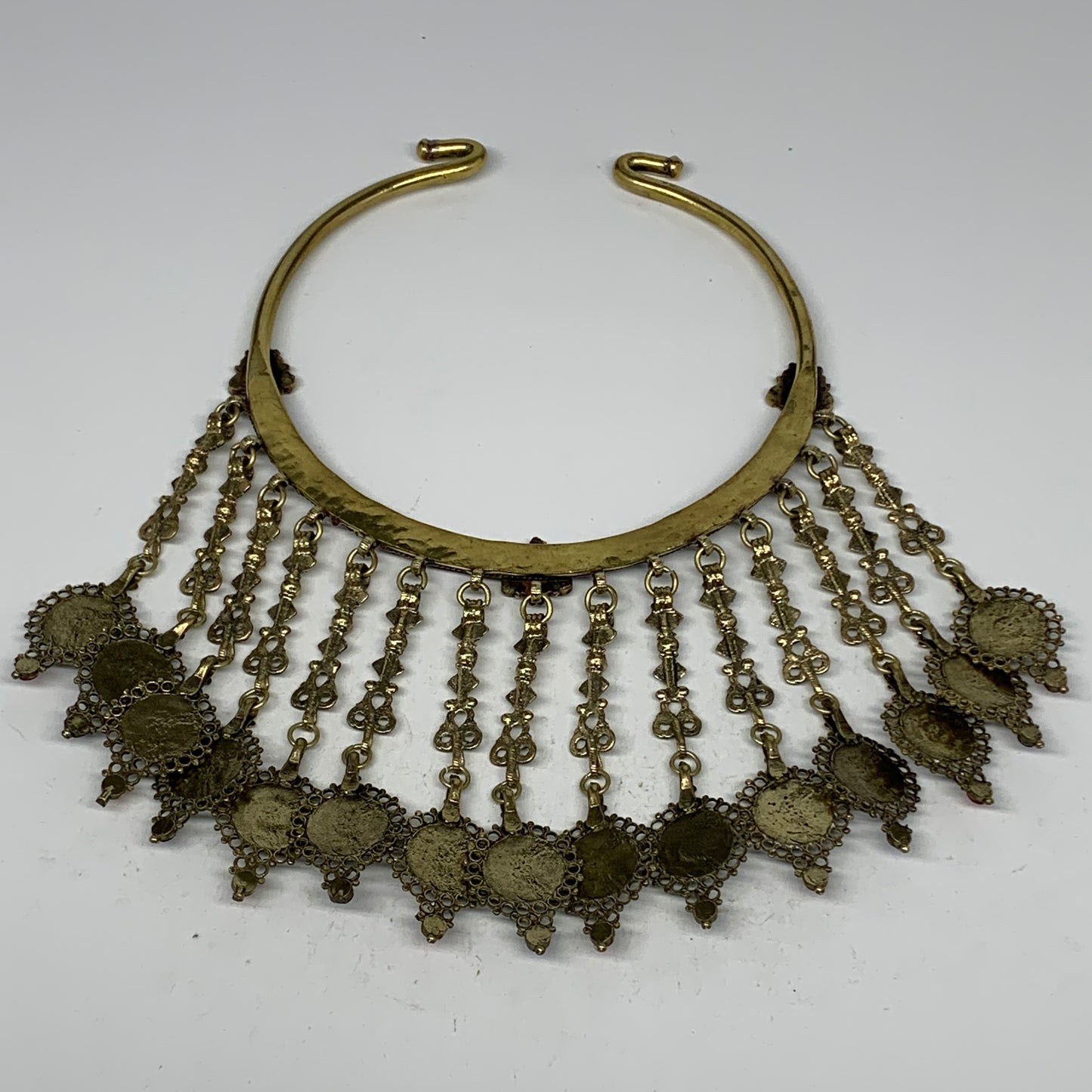 320g, 11"x5.75"Kuchi Turkmen Choker Necklace Multi-Color Tribal Gypsy Beho,B1414