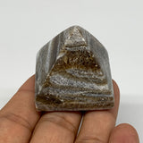 53.2g, 1.3"x1.5"x1.4" Chocolate/Gray Onyx Pyramid Gemstone @Morocco, B18973