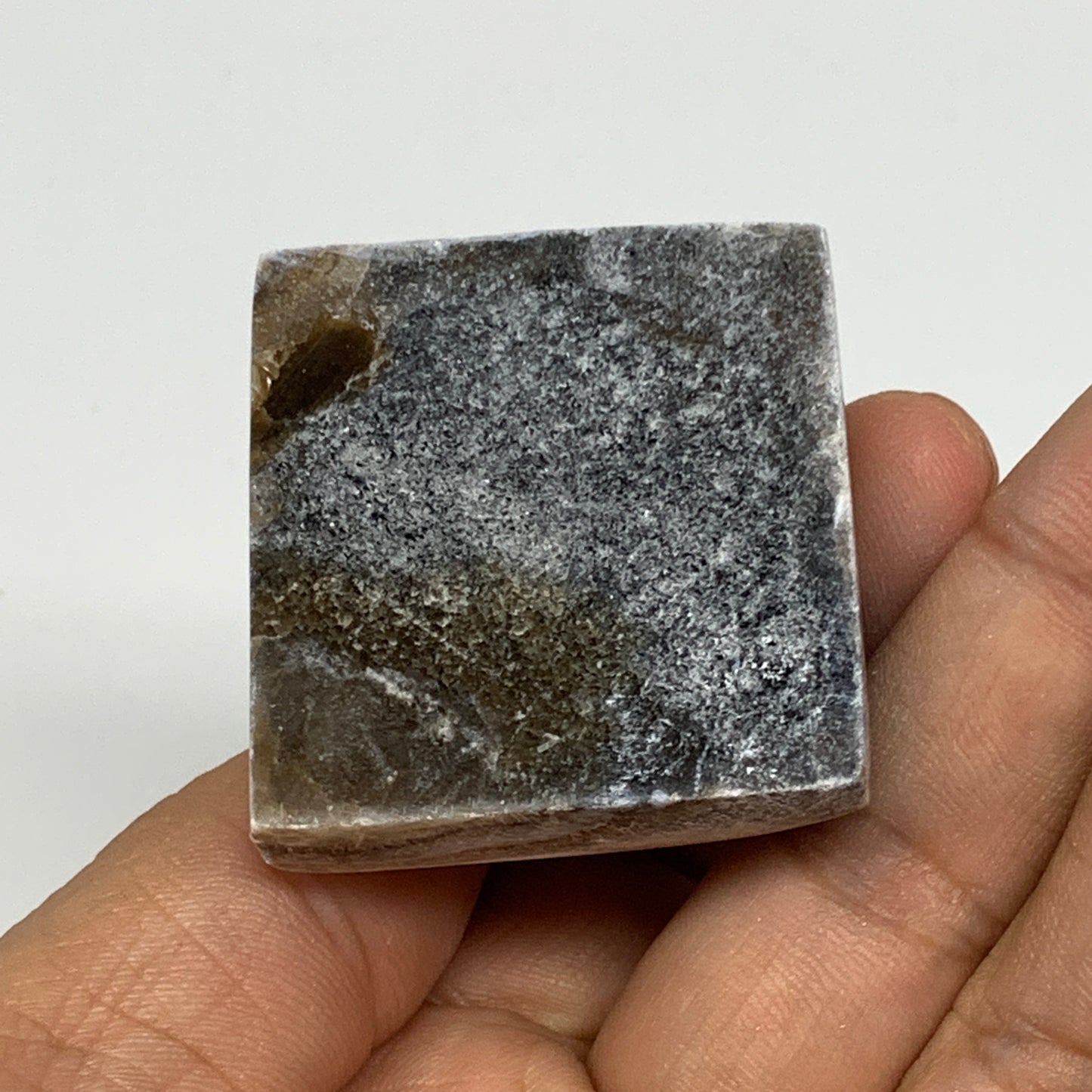 53.2g, 1.3"x1.5"x1.4" Chocolate/Gray Onyx Pyramid Gemstone @Morocco, B18973