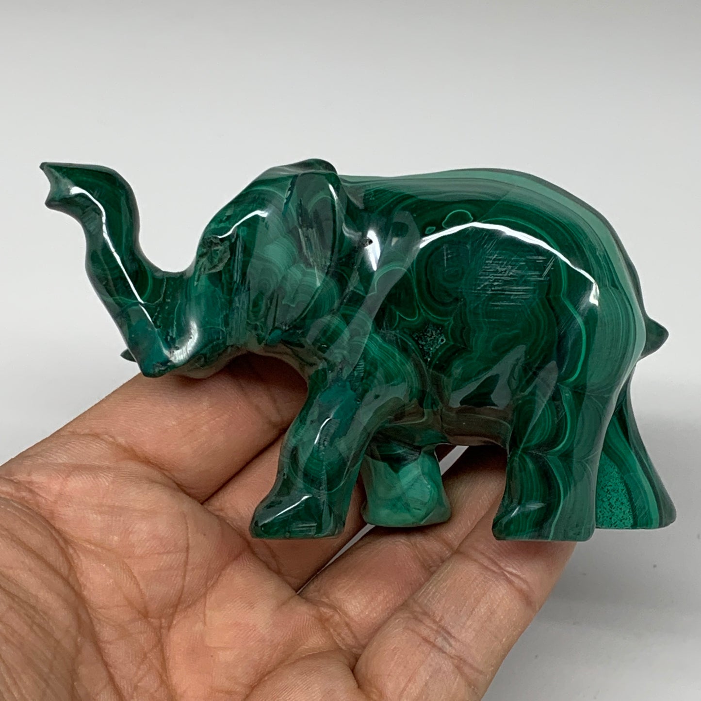 229.5g, 4.1"x1.2"x2.1" Natural Solid Malachite Elephant Figurine @Congo, B7283