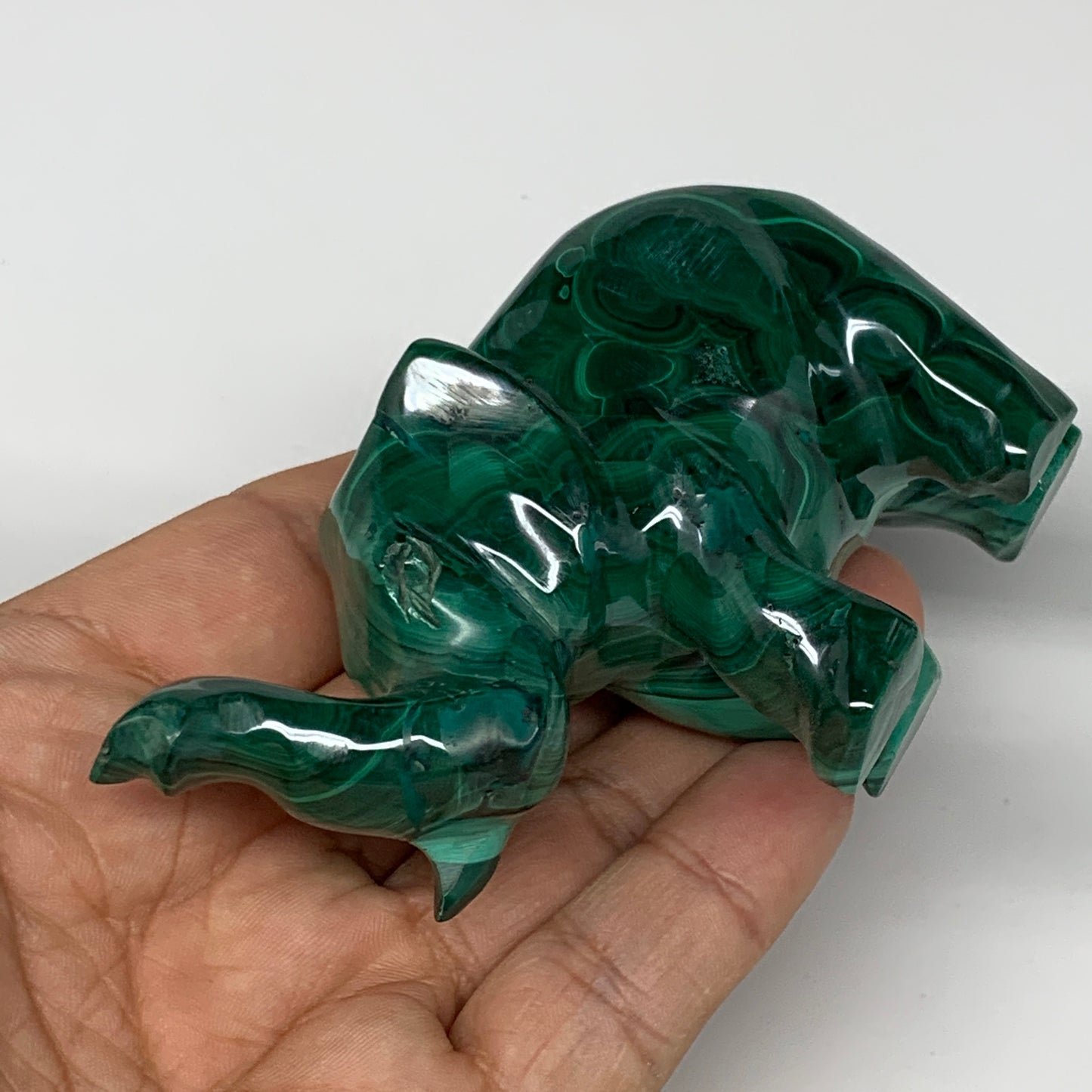 229.5g, 4.1"x1.2"x2.1" Natural Solid Malachite Elephant Figurine @Congo, B7283