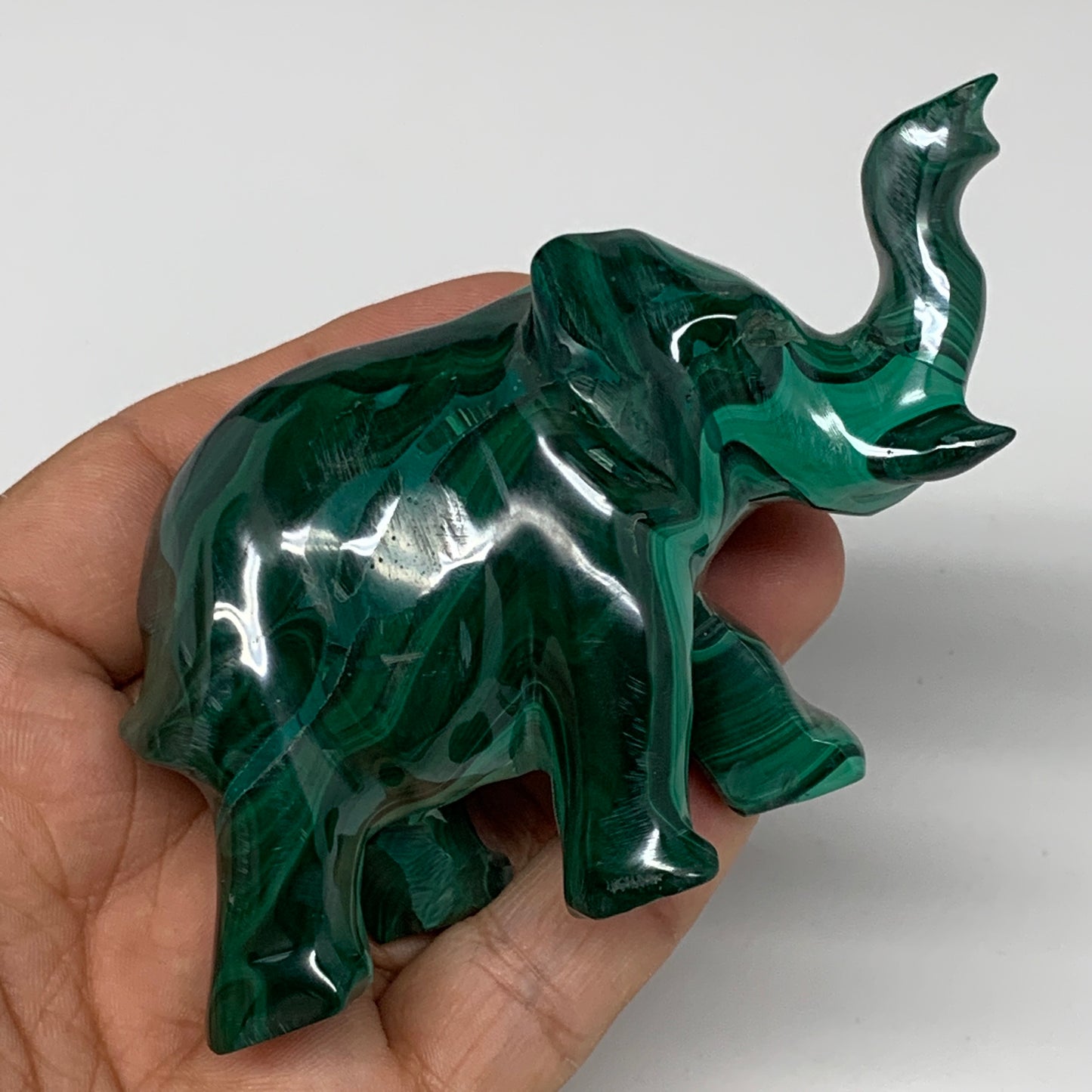 229.5g, 4.1"x1.2"x2.1" Natural Solid Malachite Elephant Figurine @Congo, B7283