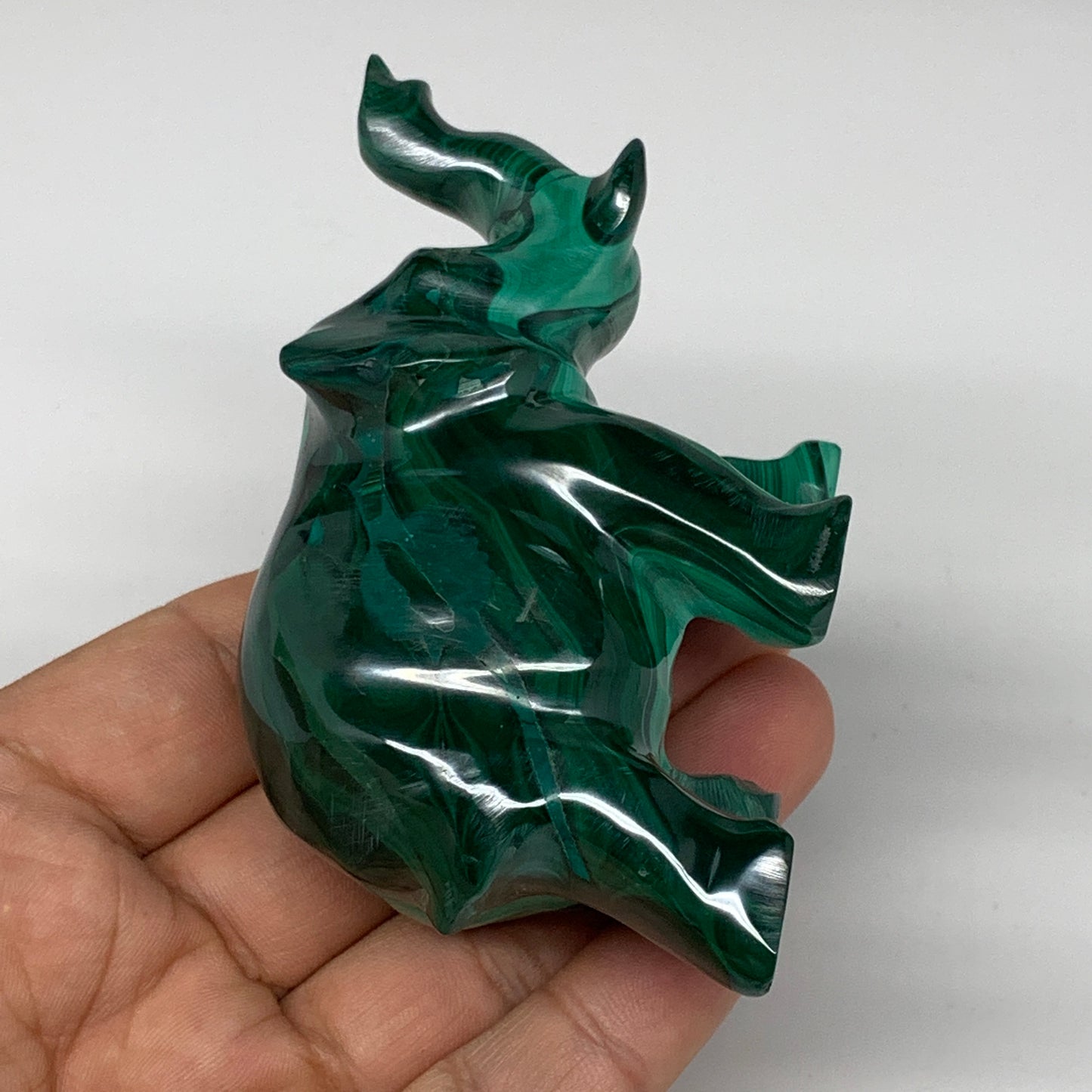 229.5g, 4.1"x1.2"x2.1" Natural Solid Malachite Elephant Figurine @Congo, B7283