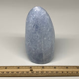 828g,5.2"x2.6"x2.4" Blue Calcite Polished Freeform Stands @Madagascar,B6418