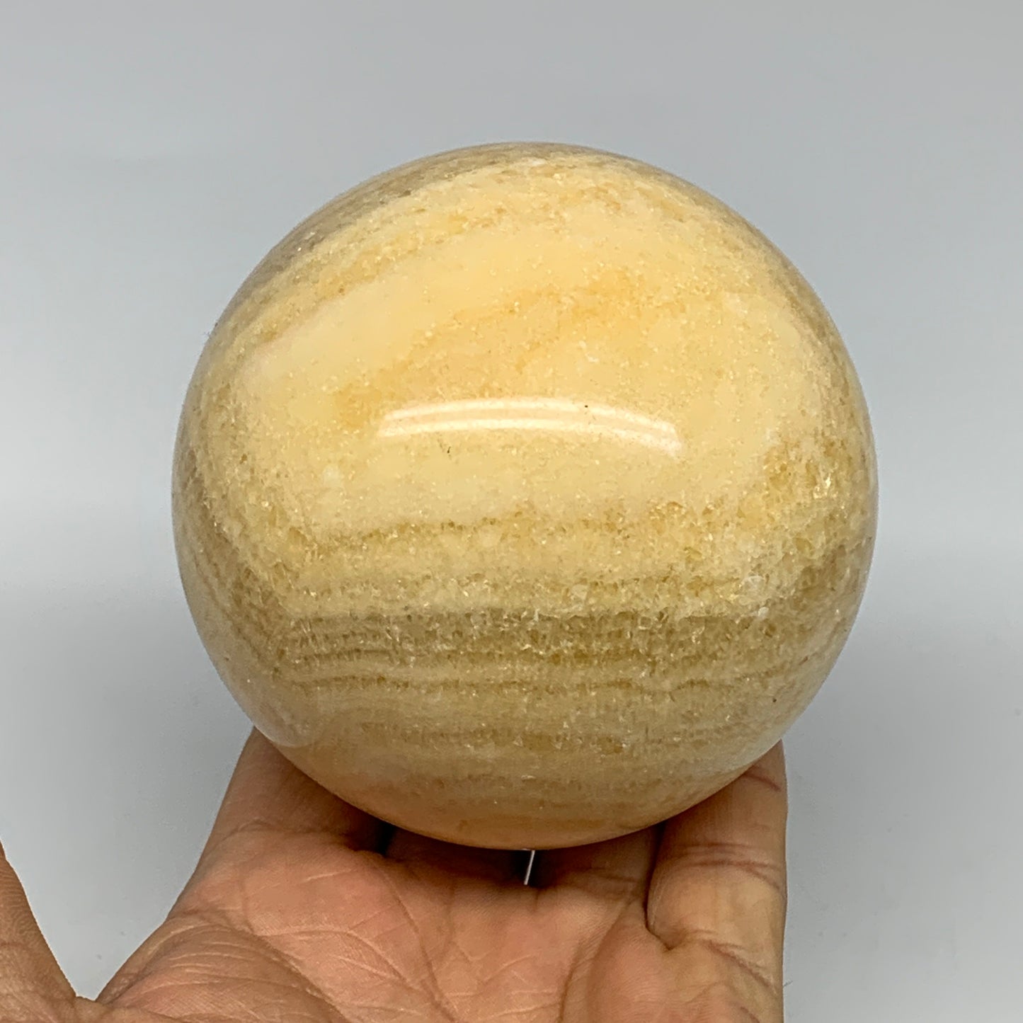 1.88 lbs,3.3"(84mm) Yellow Calcite Sphere Gemstone,Healing Crystal, B25370