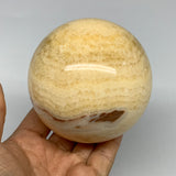 1.88 lbs,3.3"(84mm) Yellow Calcite Sphere Gemstone,Healing Crystal, B25370