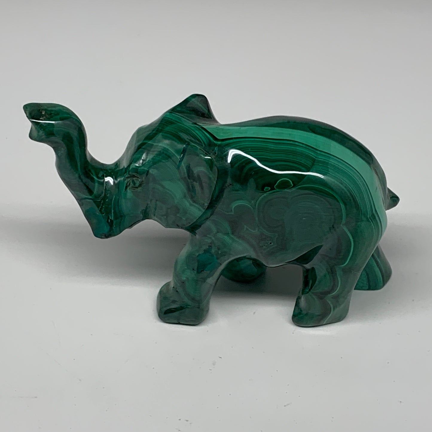 229.5g, 4.1"x1.2"x2.1" Natural Solid Malachite Elephant Figurine @Congo, B7283