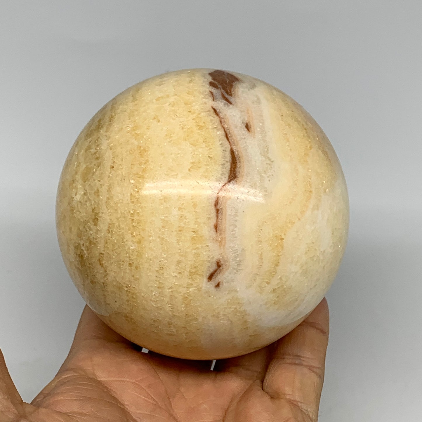 1.88 lbs,3.3"(84mm) Yellow Calcite Sphere Gemstone,Healing Crystal, B25370