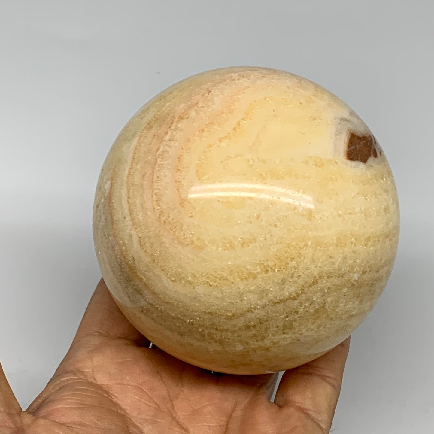 1.88 lbs,3.3"(84mm) Yellow Calcite Sphere Gemstone,Healing Crystal, B25370