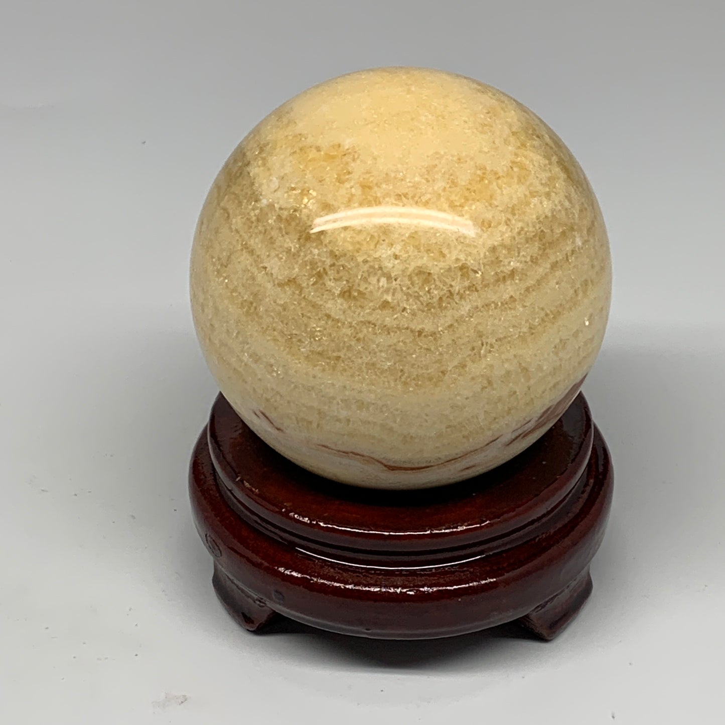 1.88 lbs,3.3"(84mm) Yellow Calcite Sphere Gemstone,Healing Crystal, B25370