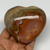 400.6g, 3.2"x3.6"x1.7" Polychrome Jasper Heart Polished Healing Crystal, B17444
