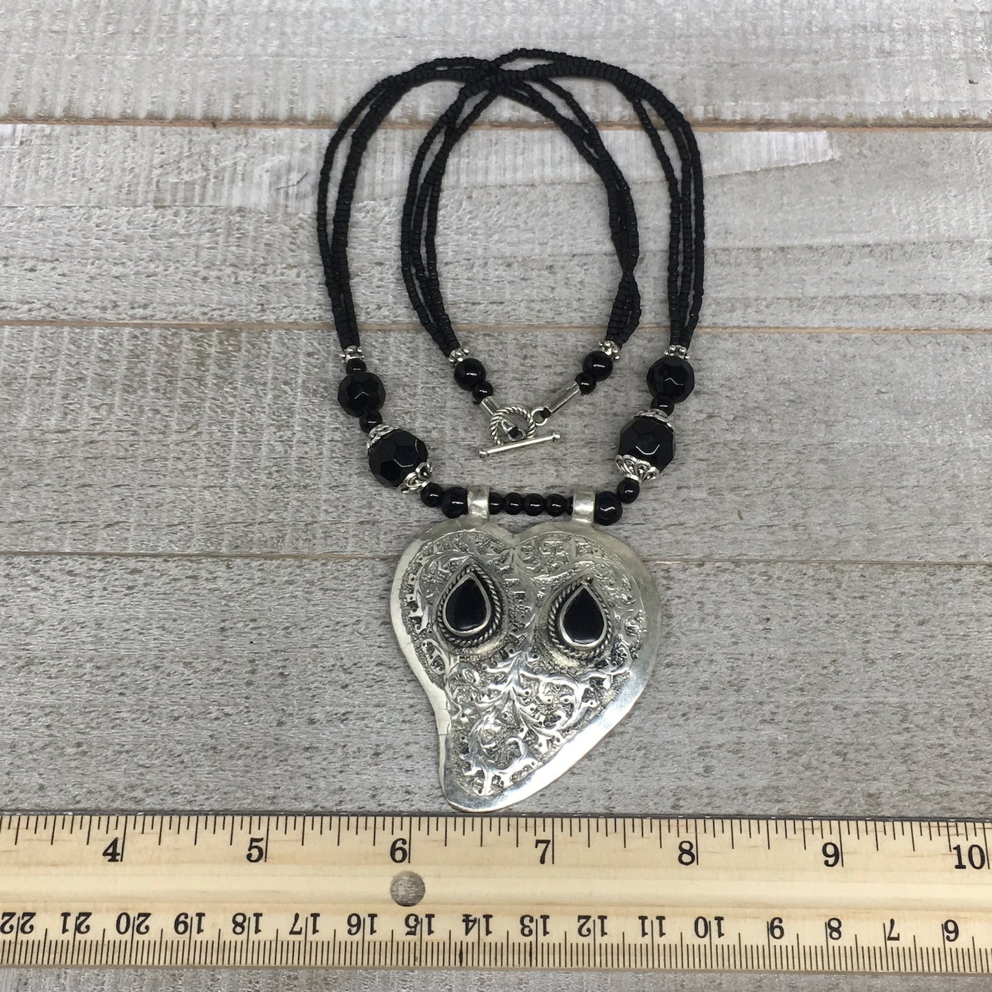 1pc,Turkmen Necklace Pendant Statement Tribal Black Carnelian Beaded,20-21",BN56